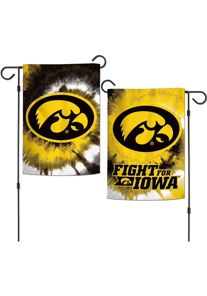 Iowa Hawkeyes Tie Dye Garden Flag BLACK