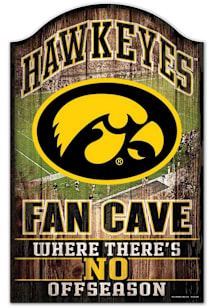 Iowa Hawkeyes 11 x 17 Fan Cave Wood Sign - Black