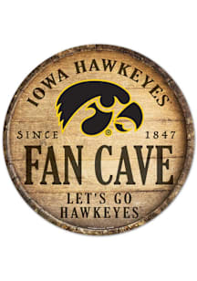 Iowa Hawkeyes 14 inch Round Wood Sign - Black