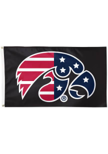 Iowa Hawkeyes 3x5 Patriotic Black Silk Screen Grommet Flag