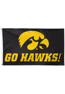 Iowa Hawkeyes 3x5 Slogan Black Silk Screen Grommet Flag