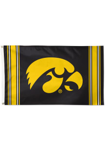 Iowa Hawkeyes Vertical Stripes 3x5 Black Silk Screen Grommet Flag