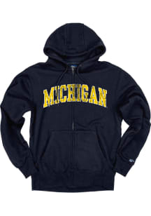 Michigan Wolverines Mens Navy Blue Flat Team Name Long Sleeve Full Zip Jacket