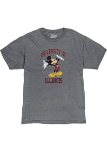 Illinois Fighting Illini Grey DIS Right Here Mickey Short Sleeve Fashion T Shirt