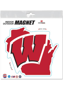 Wisconsin Badgers State Shape Car Magnet - Red