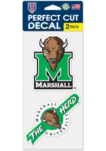 Marshall Thundering Herd 2 Pack 4x4 Auto Decal - Green