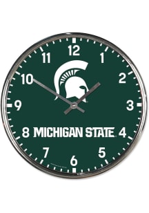 Green Michigan State Spartans Chrome Wall Clock
