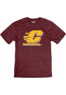 Central Michigan Chippewas Maroon Distressed Primary Logo Short Sleeve Fashion T Shirt