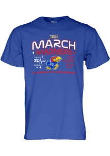 Kansas Jayhawks Blue 2023 March Madness 33 Consecutive Short Sleeve T Shirt