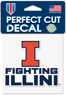 Illinois Fighting Illini 4X4 Slogan Auto Decal - Orange