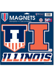 Illinois Fighting Illini 3Pk Car Magnet - Orange