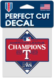 Texas Rangers 23 ALCS Champs 4x4 Perfect Cut Auto Decal - Red