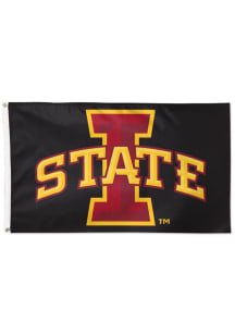 Iowa State Cyclones Black 3x5 Red Silk Screen Grommet Flag