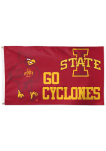 Iowa State Cyclones Mascot 3x5 Red Silk Screen Grommet Flag