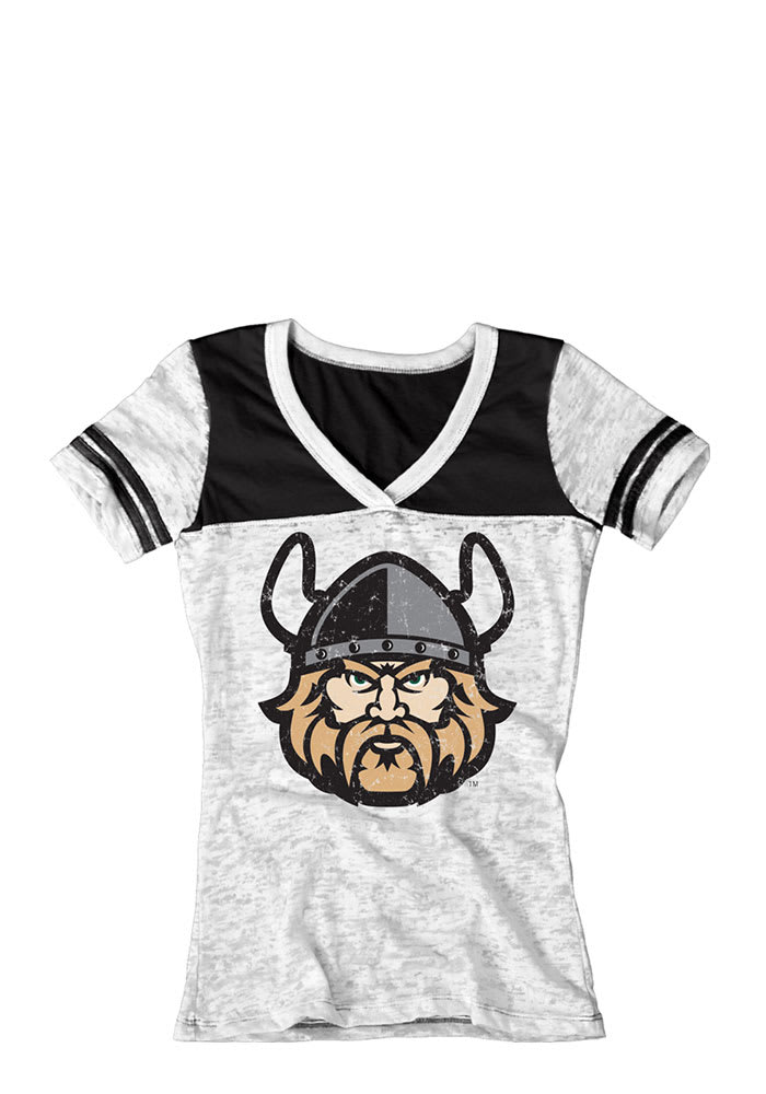 Cleveland State Vikings Juniors White Burnout V-Neck T-Shirt