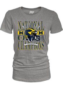 Michigan Wolverines Womens Grey 2023 National Champions vintage Short Sleeve T-Shirt