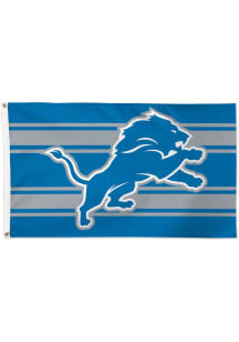 Detroit Lions Horizontal Stripes Blue Silk Screen Grommet Flag