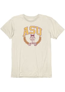 Arizona State Sun Devils Ivory Vintage Basic Vintage Crest Short Sleeve Fashion T Shirt