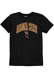 Blue 84 Arizona State Sun Devils Black Vintage Basic Arch Mascot Sparky Short Sleeve Fashion T Shi..