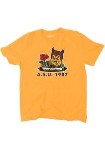 Arizona State Sun Devils Gold Slub Rose Bowl Arena 1987 Short Sleeve Fashion T Shirt