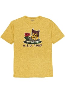 Arizona State Sun Devils Gold Mock Twist Rose Bowl Arena 1987 Short Sleeve Fashion T Shirt