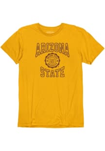 Arizona State Sun Devils Gold Vintage Basic Number One Seal Short Sleeve Fashion T Shirt