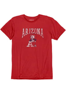 Arizona Wildcats Red Vintage Basic Vintage Arch Mascot Short Sleeve Fashion T Shirt
