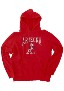 Arizona Wildcats Mens Red Vintage Fleece Vintage Arch Mascot Fashion Hood