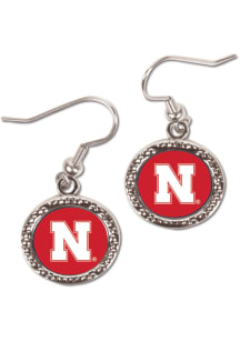 Nebraska Cornhuskers Hammered Dangle Womens Earrings