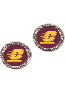 Central Michigan Chippewas Hammered Post Womens Earrings