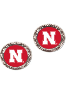 Nebraska Cornhuskers Hammered Post Womens Earrings