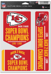 Kansas City Chiefs Super Bowl LVIII Champs 3pk Auto Decal - Red