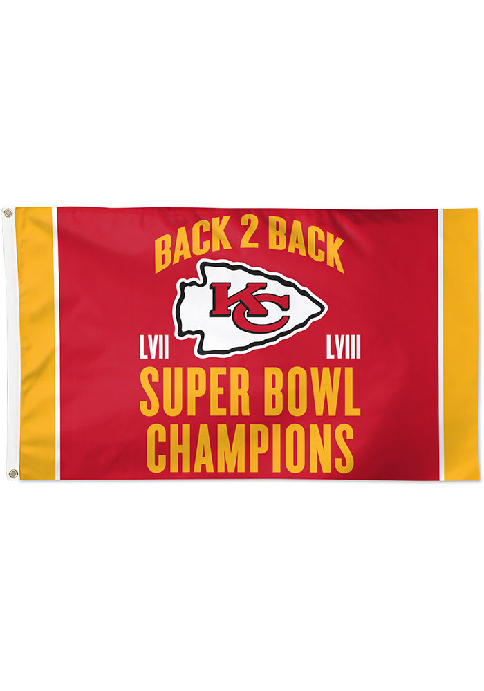 Kansas City Chiefs Super Bowl LVIII Champs 3x5 Red Silk Screen Grommet Flag