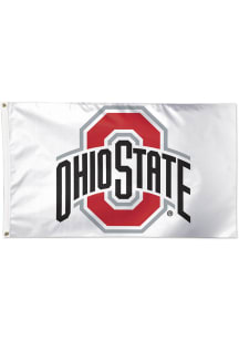 Red Ohio State Buckeyes 3x5 White Silk Screen Grommet Flag