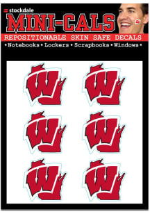 Red Wisconsin Badgers 6pk State Shape Tattoo