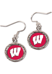 Wisconsin Badgers Hammered Dangle Womens Earrings
