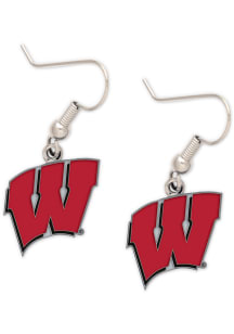 Logo Dangler Wisconsin Badgers Womens Earrings - Red