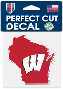 Wisconsin Badgers 4x4 State Shape Auto Decal - Red