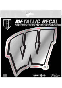 Wisconsin Badgers 6x6 Metallic Logo Auto Decal - Red