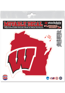 Wisconsin Badgers State Shape Team Color Auto Decal - Red