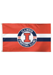 Orange Illinois Fighting Illini 3x5 Applique Silk Screen Grommet Flag