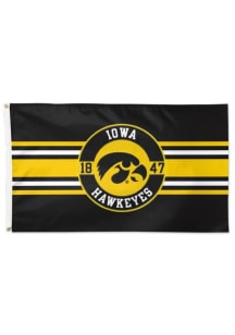 Yellow Iowa Hawkeyes 3x5 Applique Silk Screen Grommet Flag