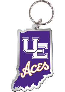 Evansville Purple Aces State Shape Keychain