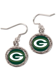 Green Bay Packers Hammered Dangler Womens Earrings