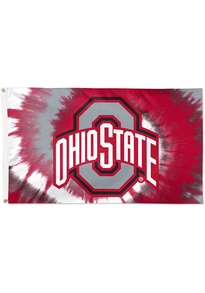 Ohio State Buckeyes 3x5 Tie Dye RED Silk Screen Grommet Flag