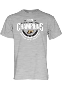 Purdue Boilermakers Grey 2024 Big Ten Champions Locker Room Short Sleeve T Shirt