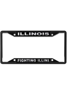Illinois Fighting Illini Black  Black and Silver License Frame