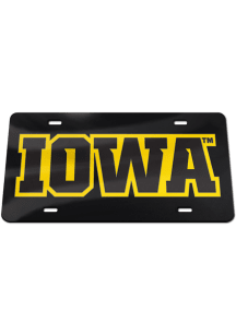 Iowa Hawkeyes Yellow  Wordmark Black License Plate