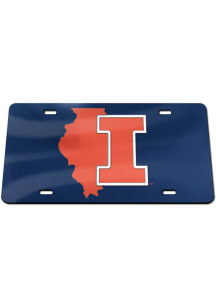 Illinois Fighting Illini Orange  State Shape Team Color License Plate