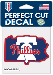 Philadelphia Phillies 4x4 State Shape Auto Decal - Red